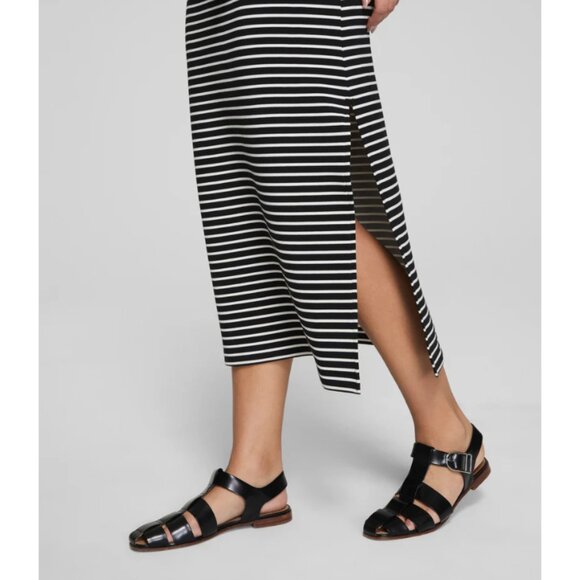 NWT SPANX AirEssentials Tie-Waist Maxi Dress in Very Black Stripe Size Small - Picture 3 of 14